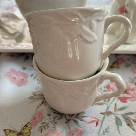 Other - Elegant Cream Porcelain Teacup Set